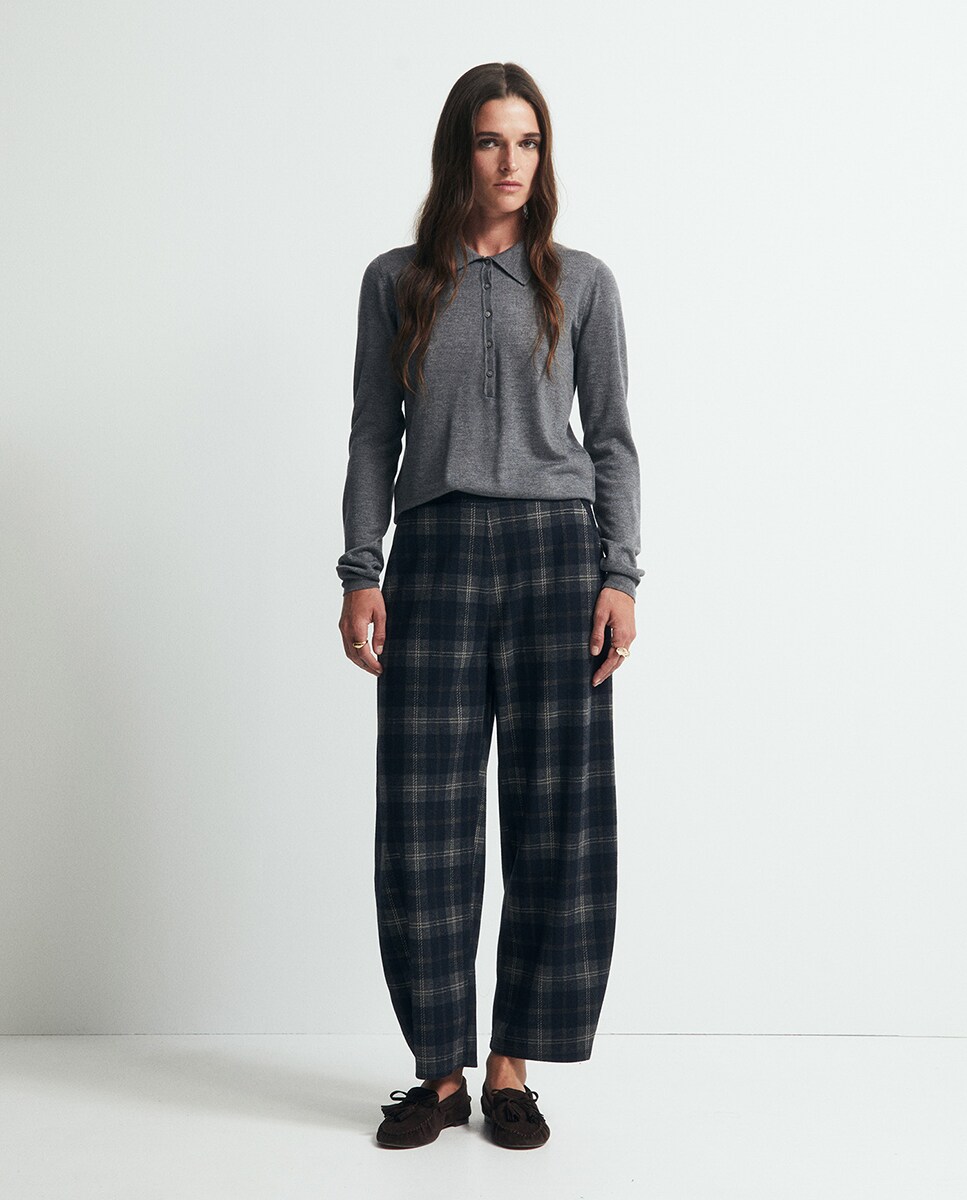 Imagen 0 de Pantalón barrel cuadros Azul marino