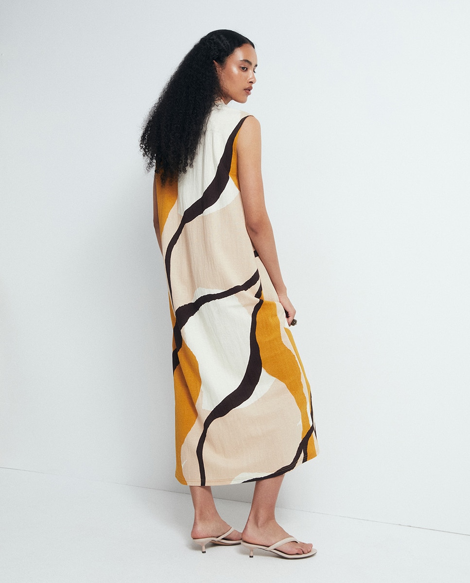 Vestido Básico de Linho 390 Ouro-4