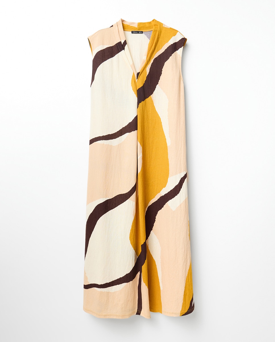Vestido Básico de Linho 390 Ouro-5