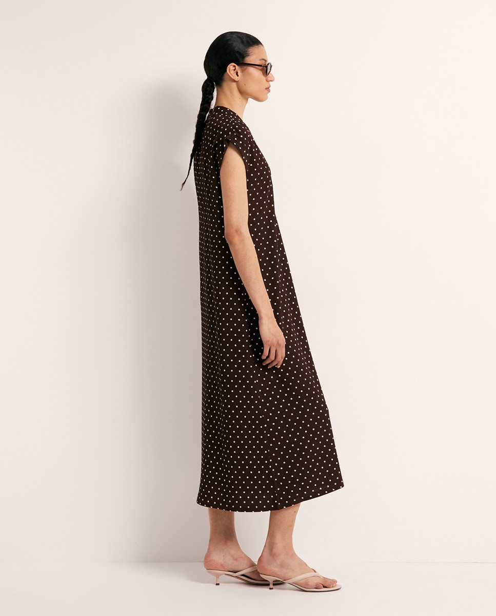 Vestido Tipo Túnica com Textura Castanho-2