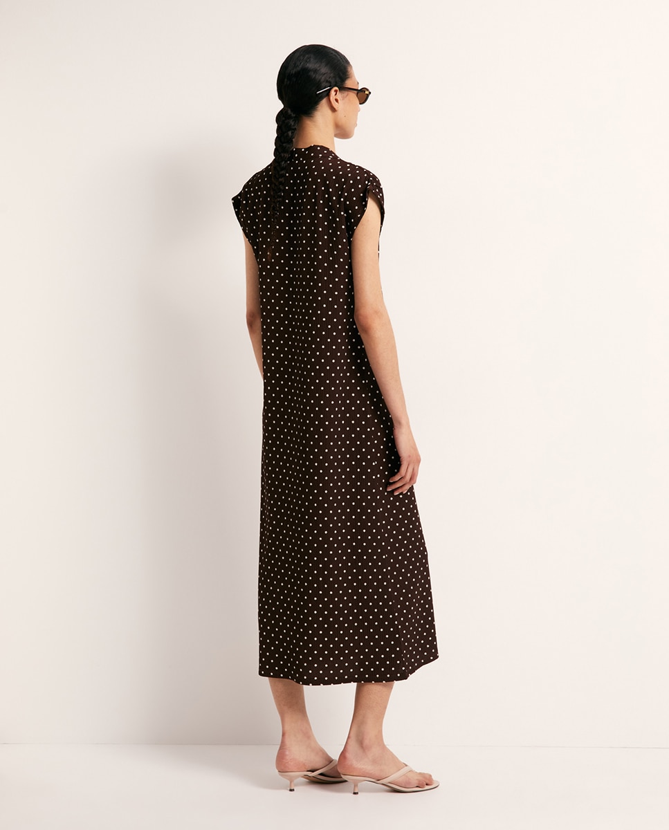 Vestido Tipo Túnica com Textura Castanho-4