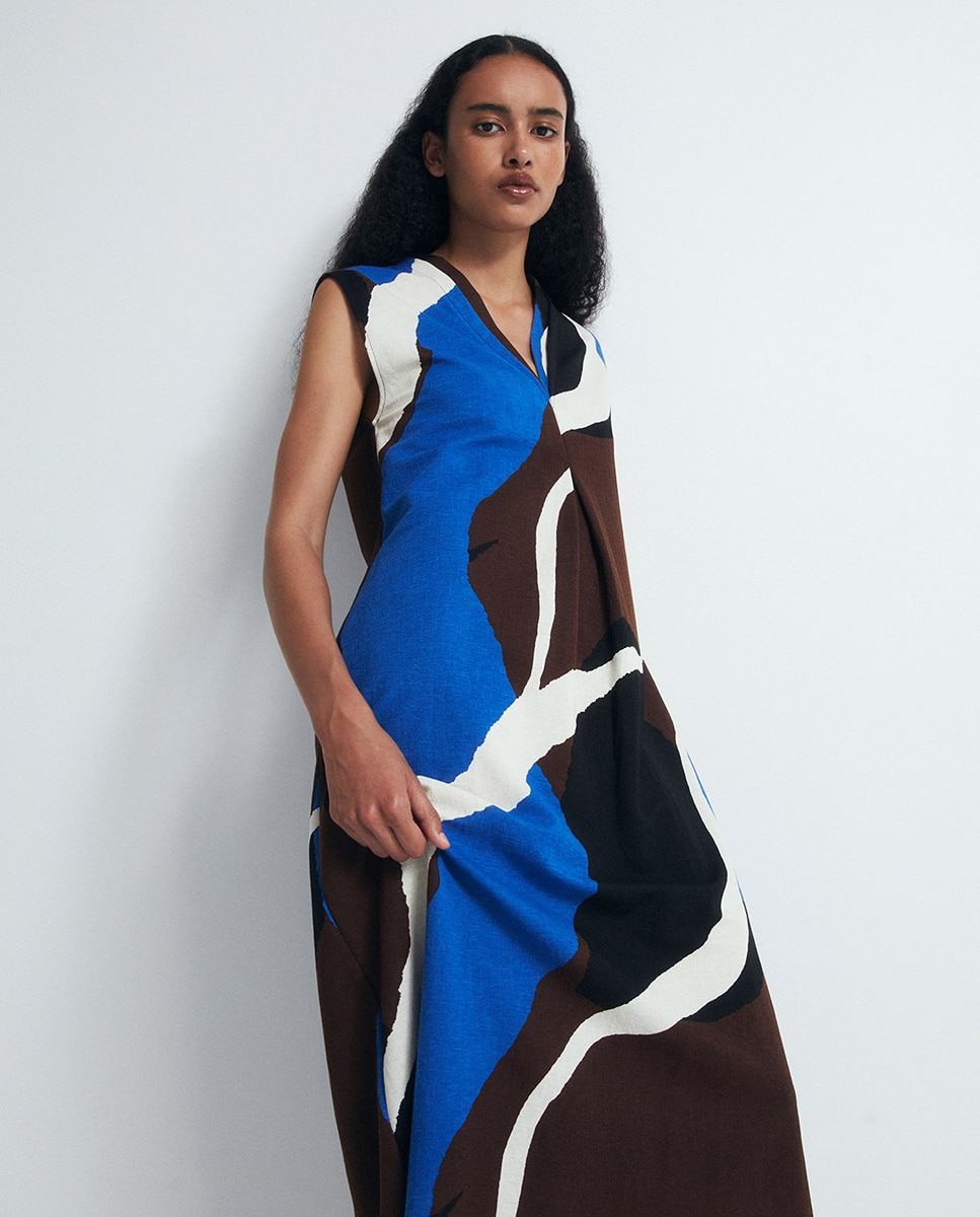Vestido Básico de Linho 440 Azulão-2