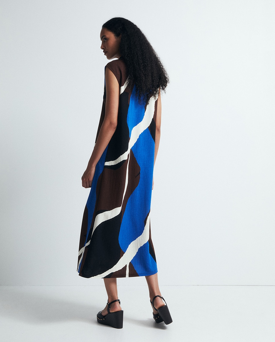 Vestido Básico de Linho 440 Azulão-4