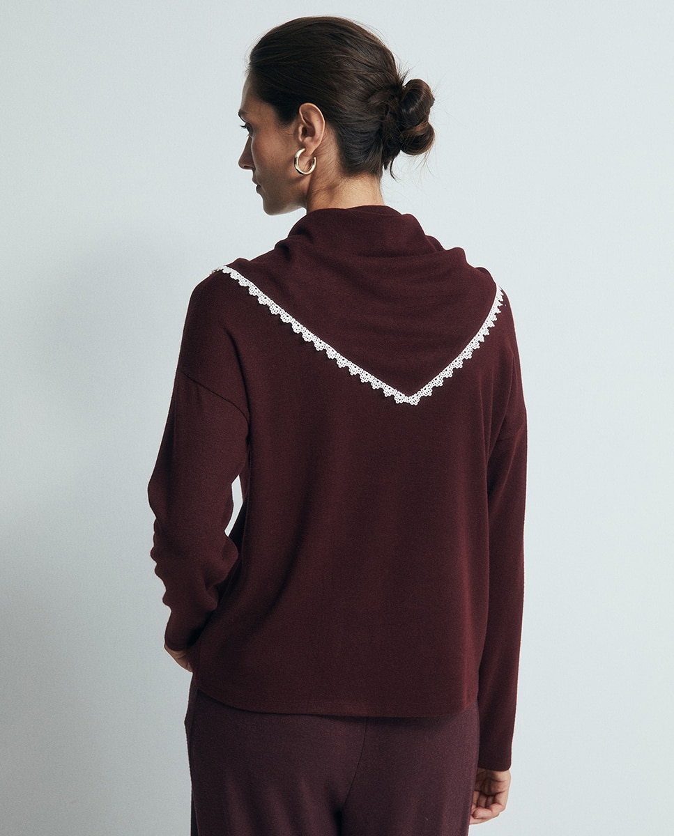 T-shirt Soft com Lenço Bordeaux-4