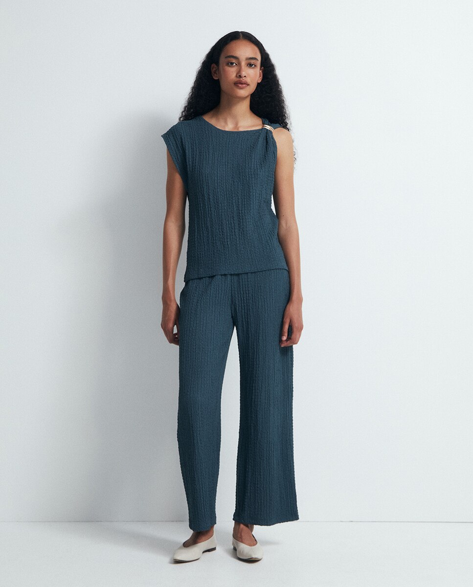 Blusa de Conjunto com Peça Azul-escuro-2