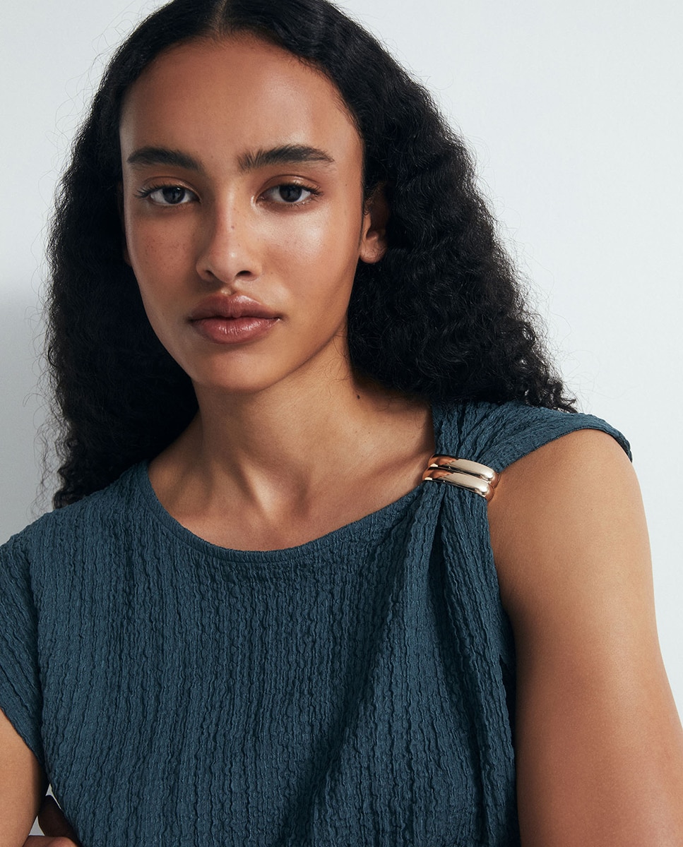Blusa de Conjunto com Peça Azul-escuro-3