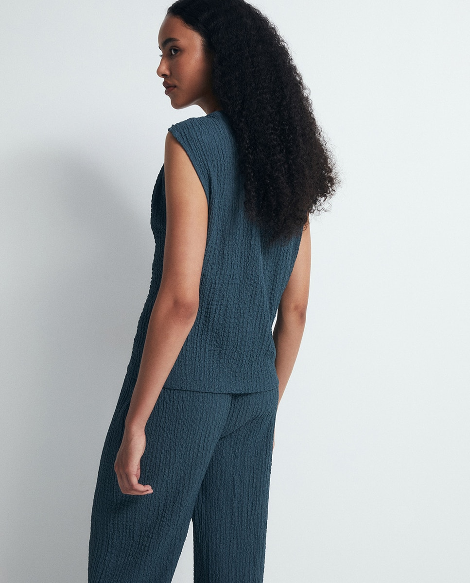 Blusa de Conjunto com Peça Azul-escuro-4