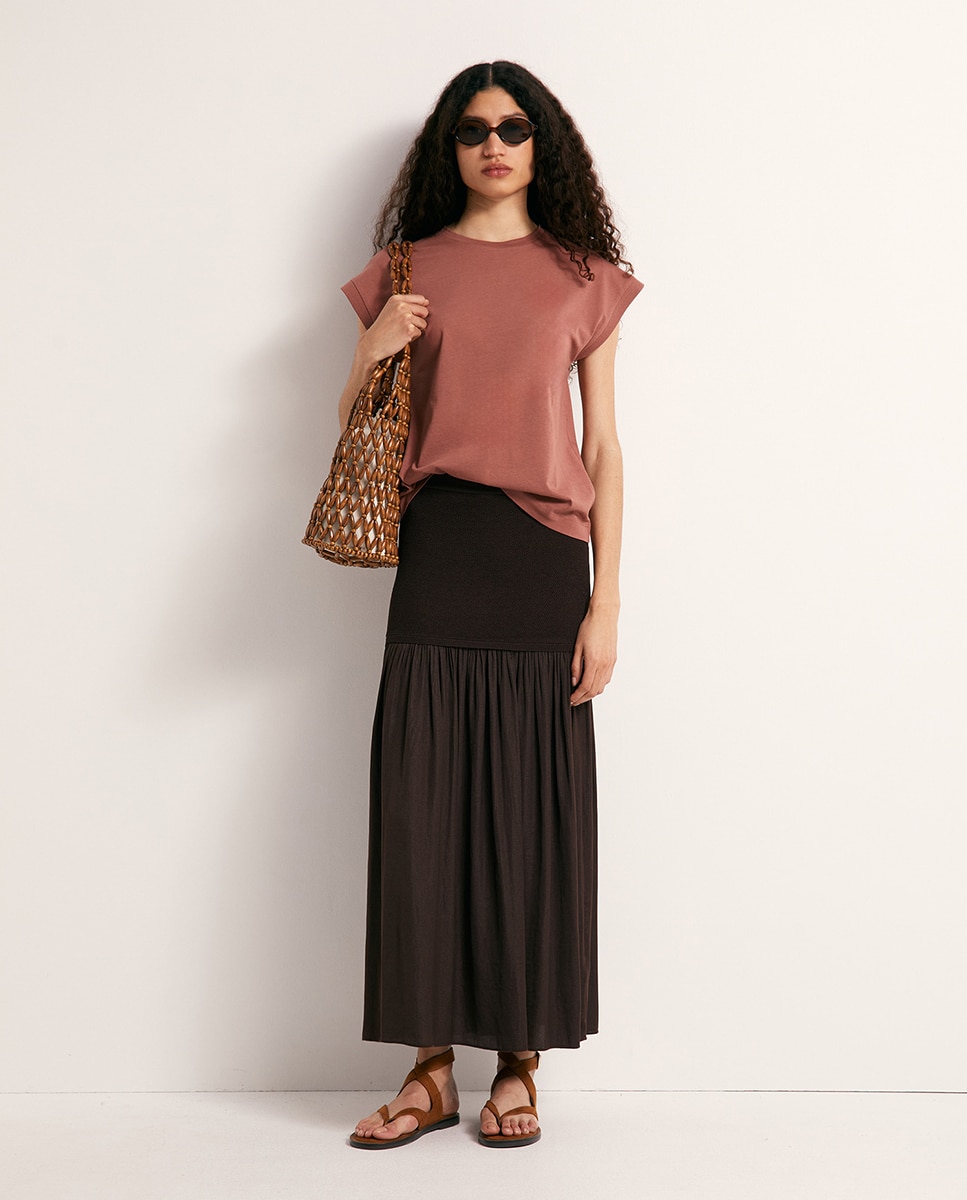 T-shirt básica lisa 230 Rosa Escuro-2