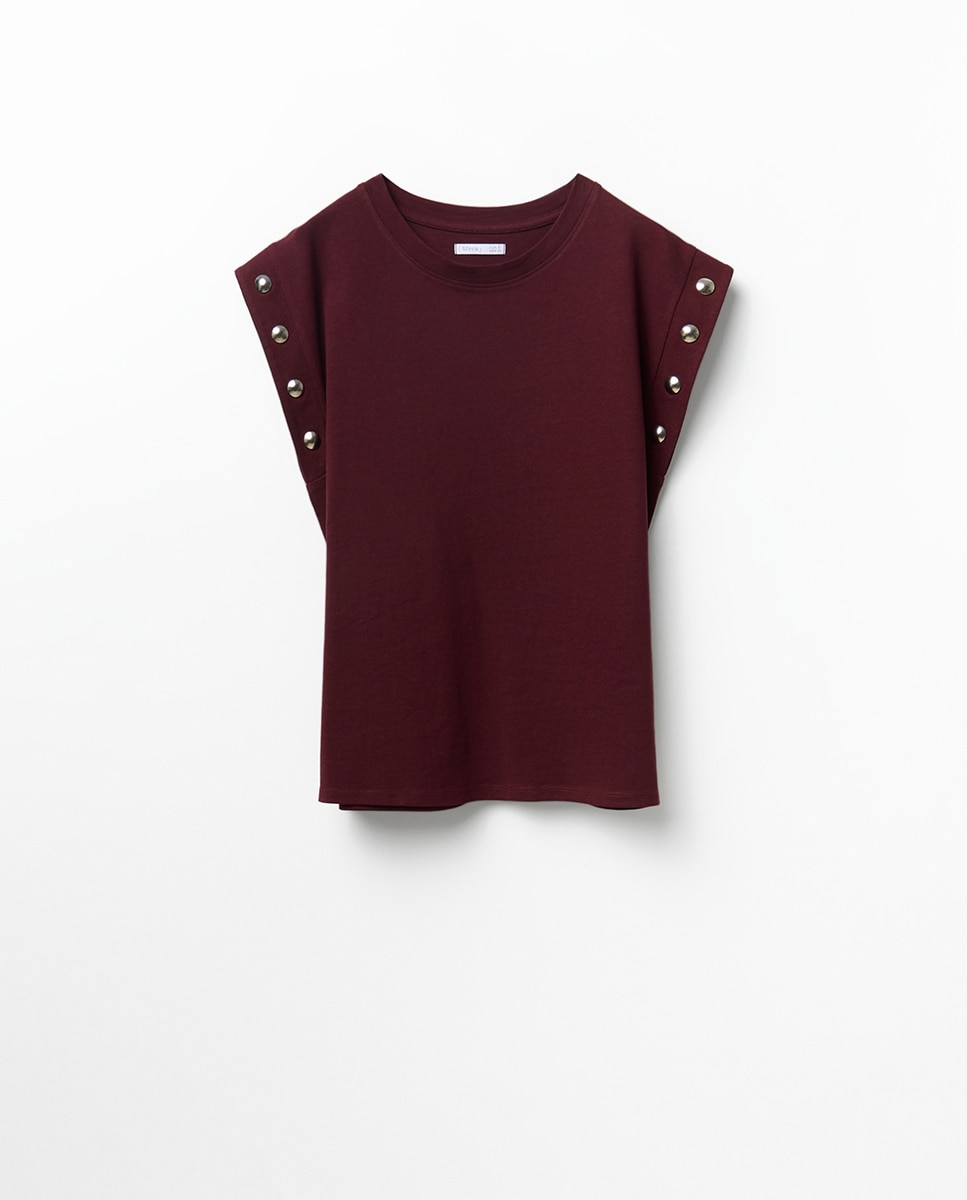 T-shirt Heavy Cotton com Tachas Bordeaux-5