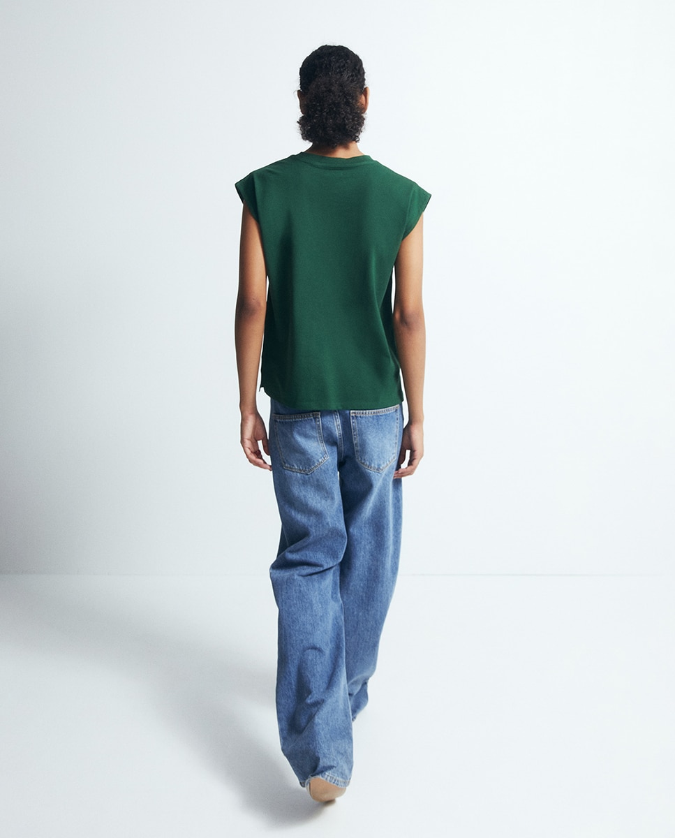 T-shirt Heavy Cotton com Tachas 530 Verde Escuro-4