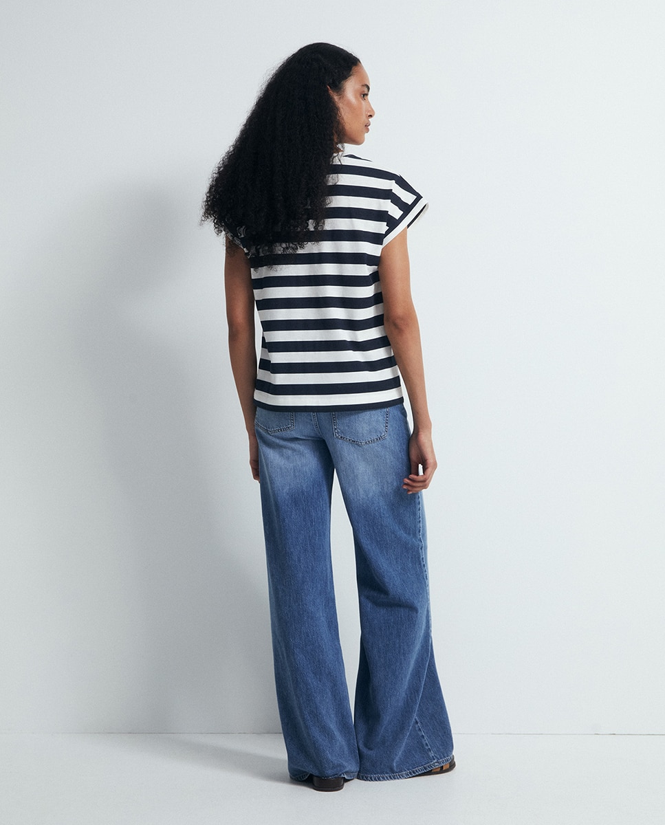 T-shirt básica estampada Azul-marinho-4