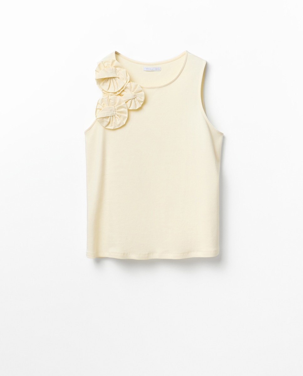 T-shirt com Estampado Floral e Detalhe 120 Cru-5
