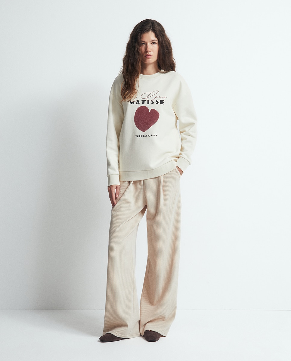 Sweatshirt com Estampado Matisse 120 Cru-2