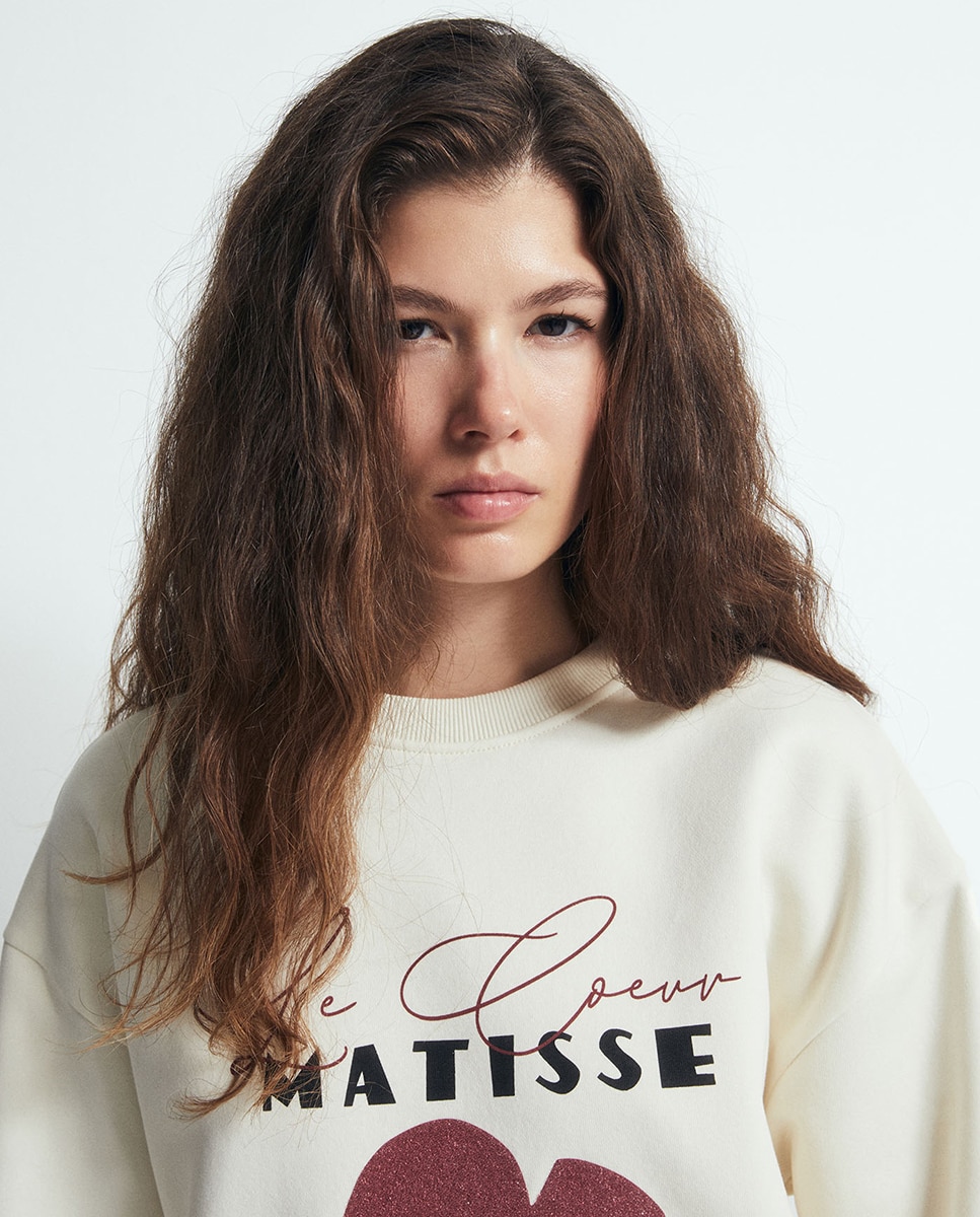 Sweatshirt com Estampado Matisse 120 Cru-3
