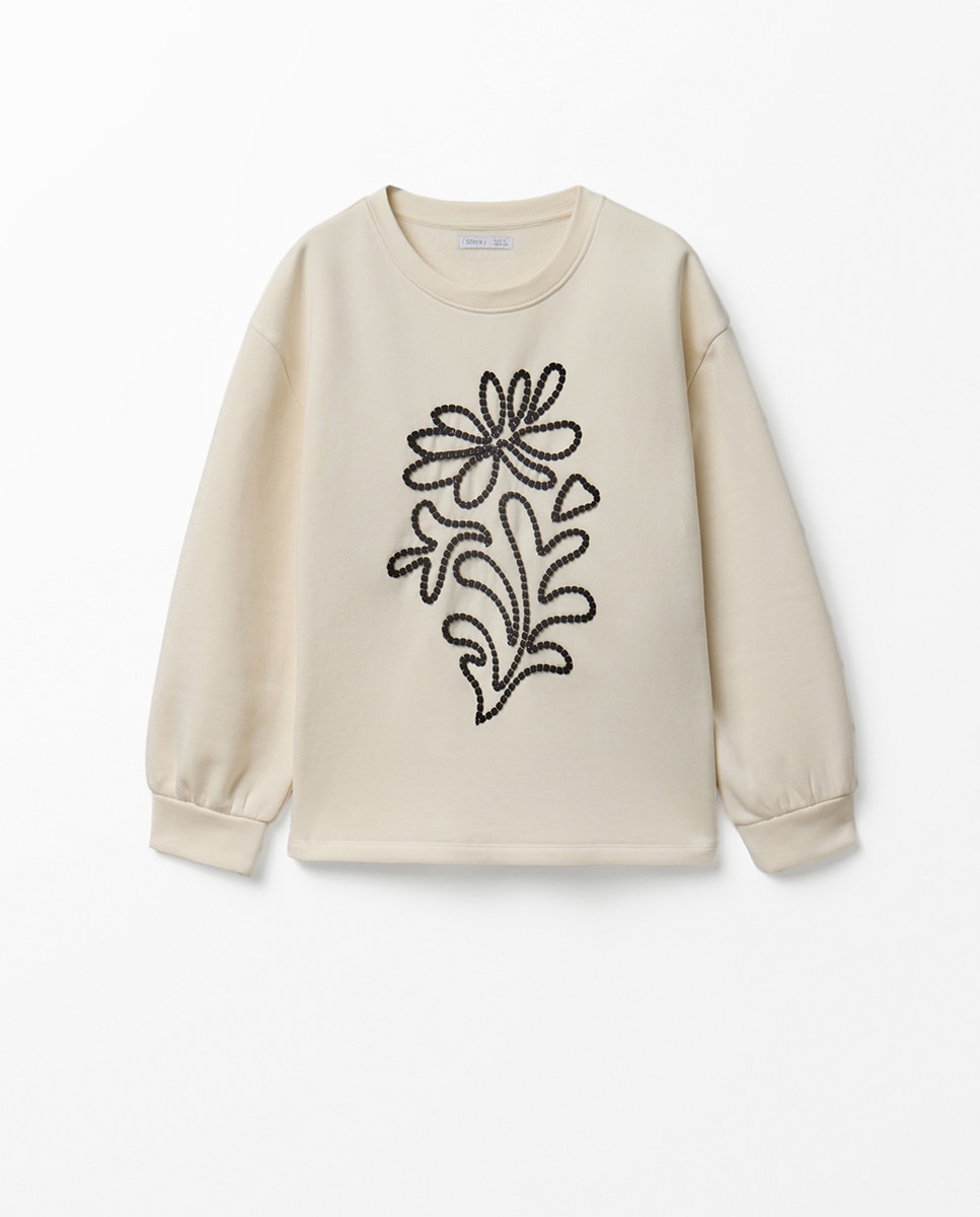 Sweatshirt com Adorno Bordado 120 Cru-6
