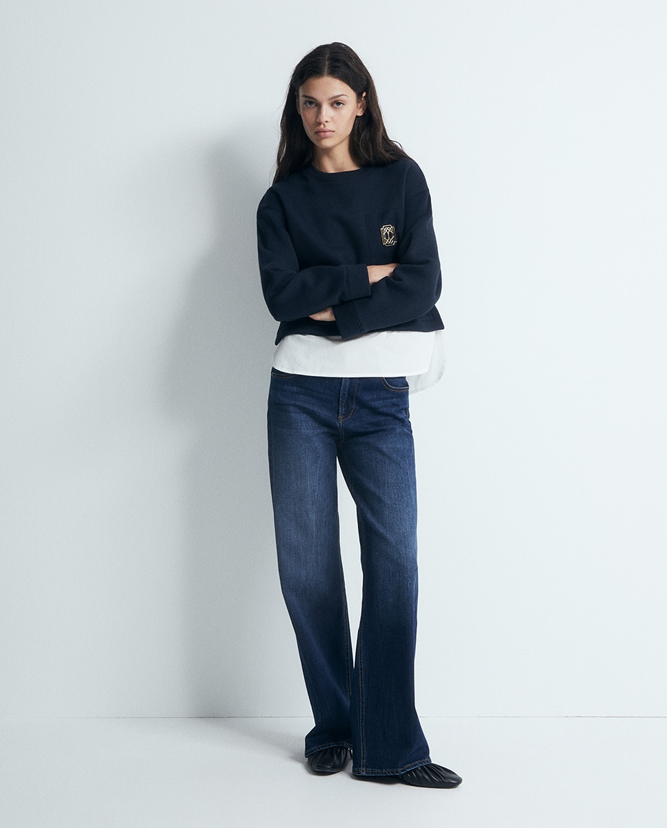 Sweatshirt com Peça Metálica Azul-marinho-2