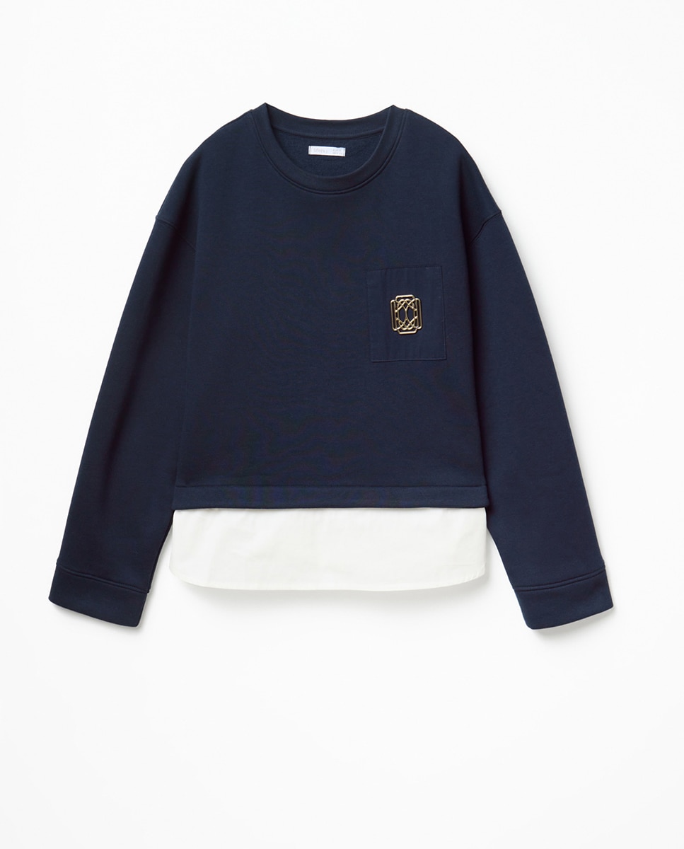 Sweatshirt com Peça Metálica Azul-marinho-5