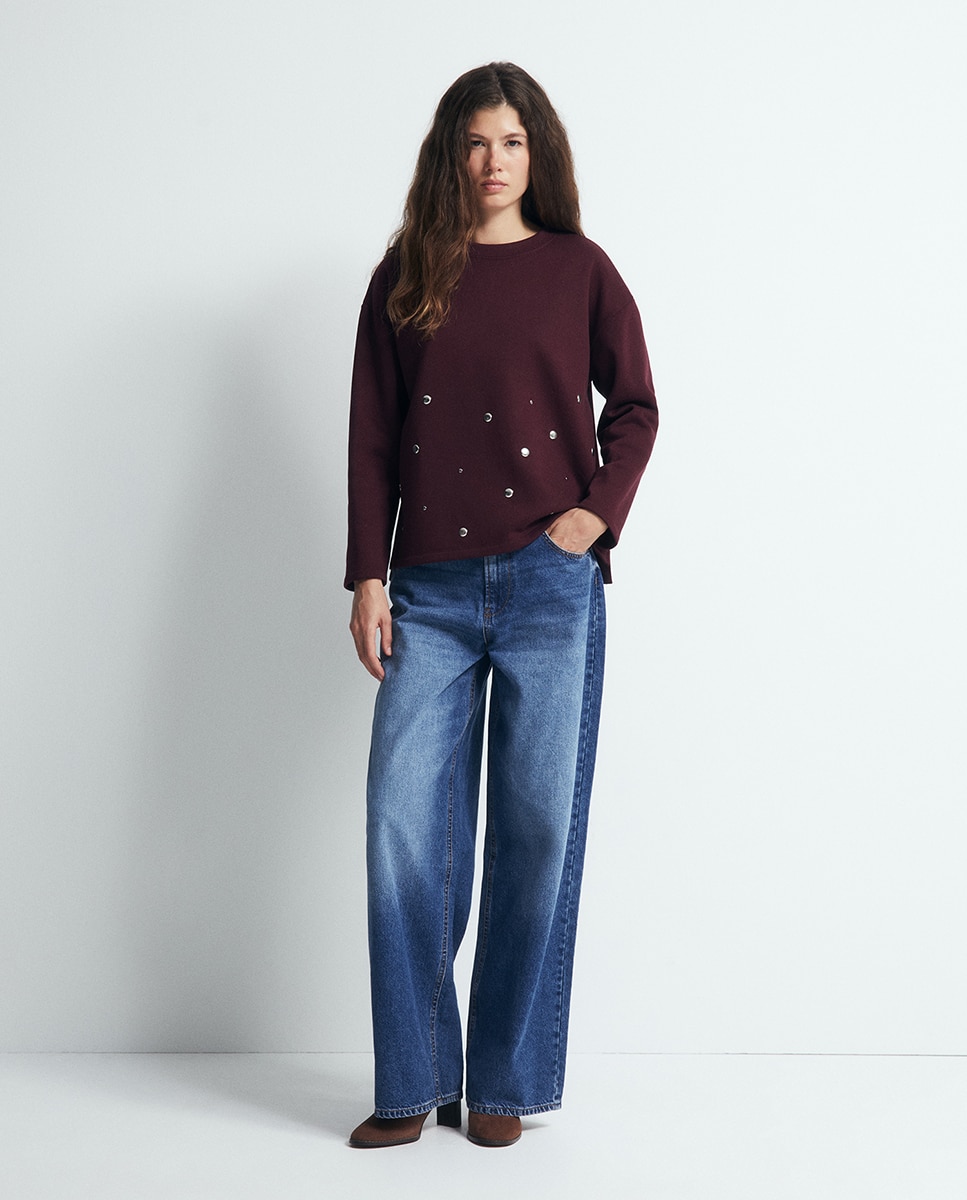Sweatshirt com Tachas 291 Beringela-2
