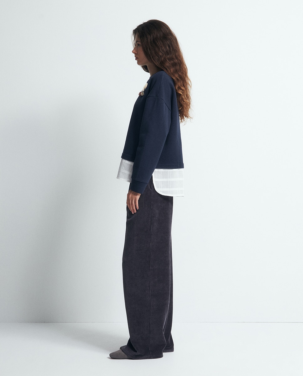 Sweatshirt com Pregadeira e Peças Azul-marinho-4