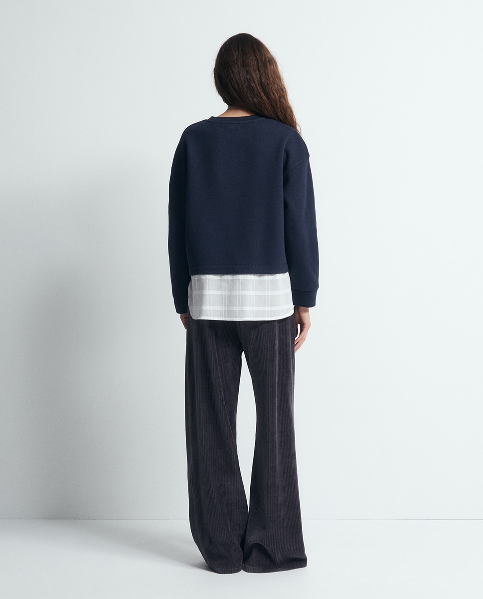 Sweatshirt com Pregadeira e Peças Azul-marinho-5