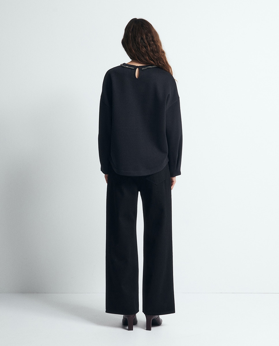 Sweatshirt com Brilhos Preto-5