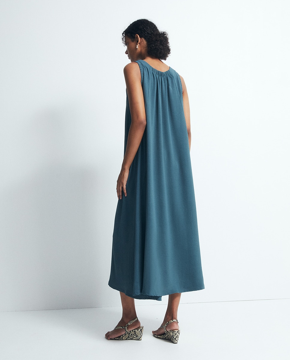 Vestido fluido Verde Pato-4