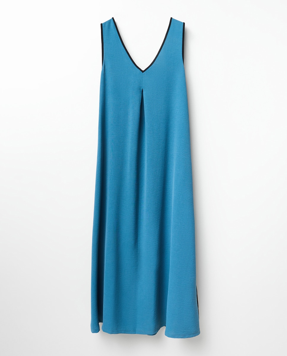 Vestido com Contrastes Azul-escuro-5