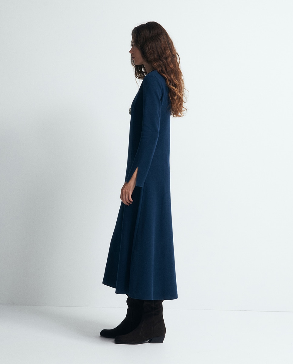 Vestido Evasê Soft 430 Azul Escuro-3