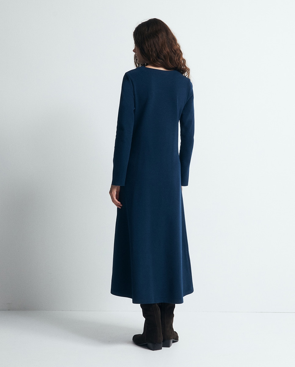 Vestido Evasê Soft 430 Azul Escuro-4