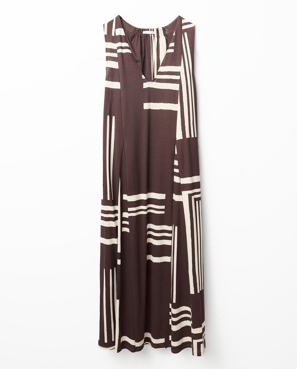 Vestido Estampado de Algodão Chocolate-5