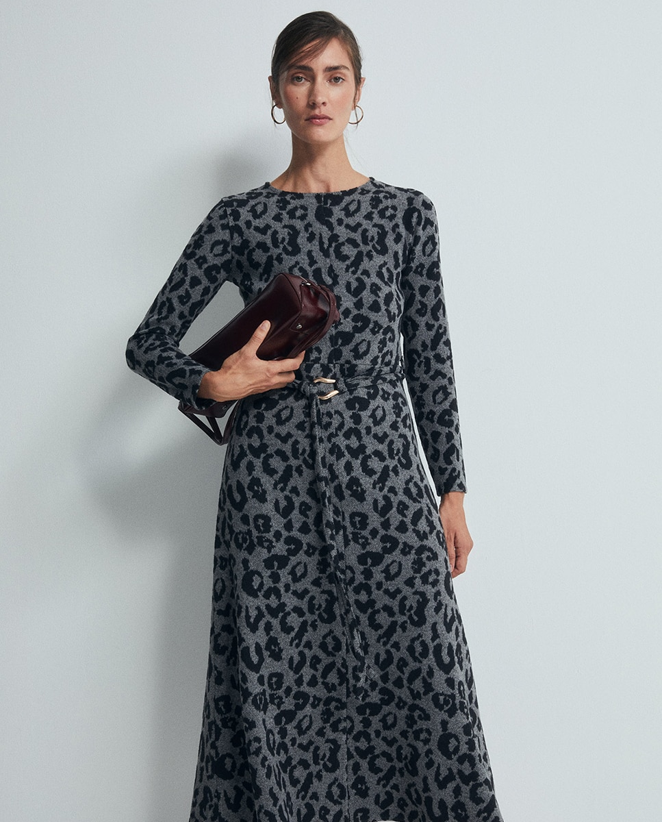 Vestido Soft com Cinto 820 Cinzento Médio-2