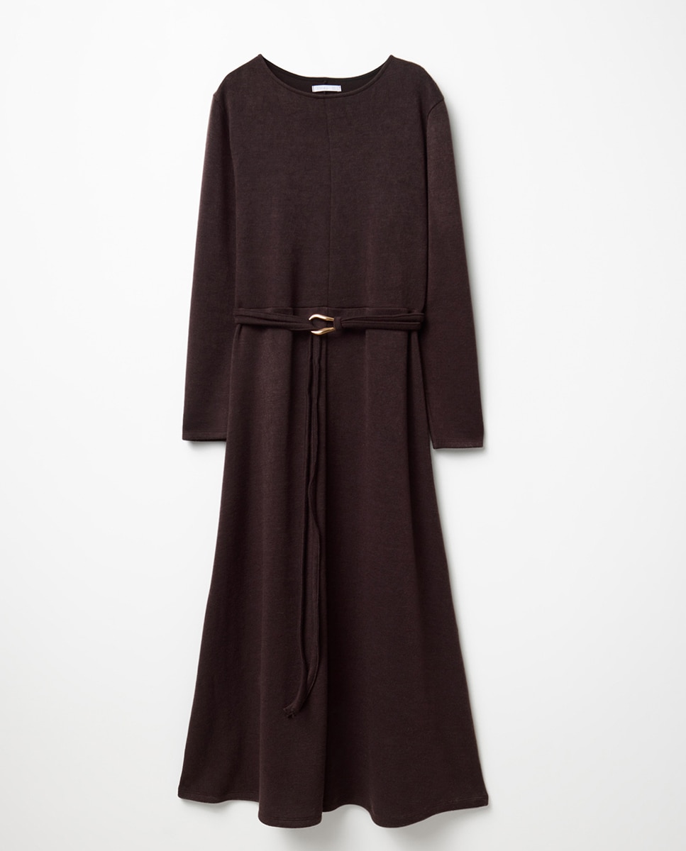 Vestido soft cinturón - Sfera - Chocolate Chocolate-6