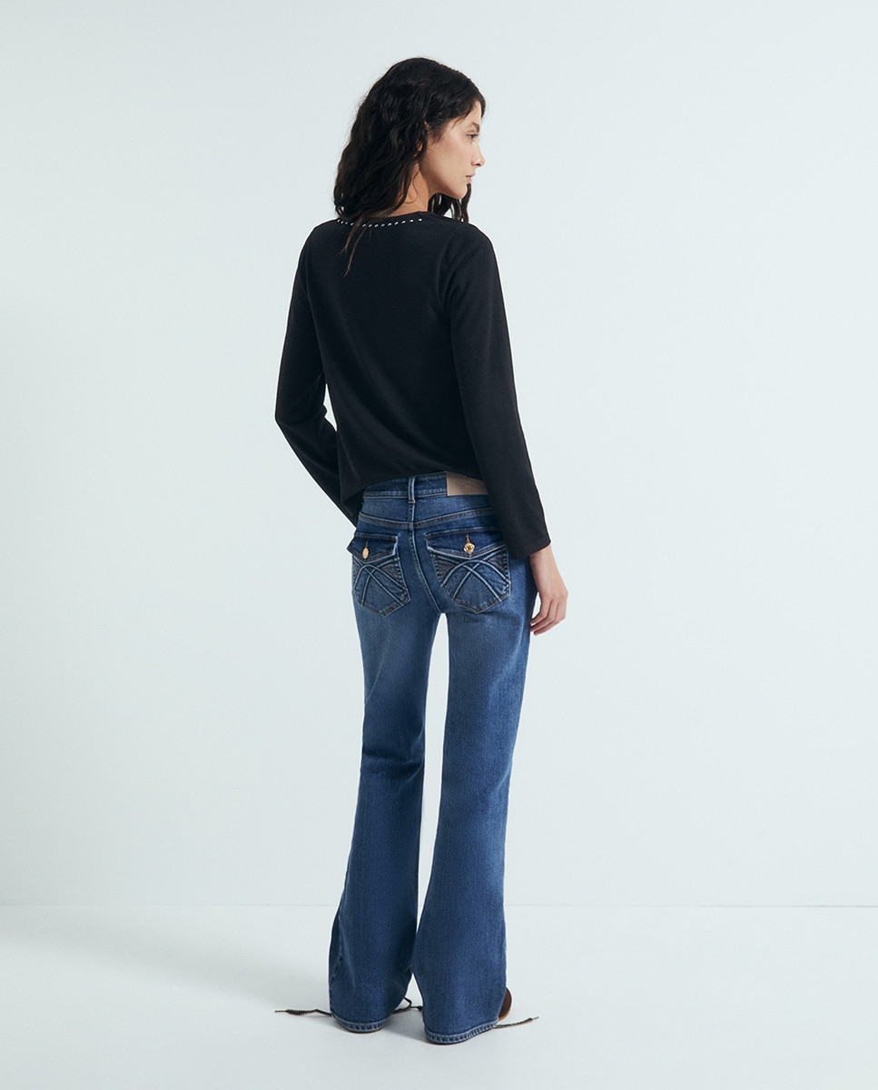 Camiseta soft pico tachas - Sfera - Negro Negro-4