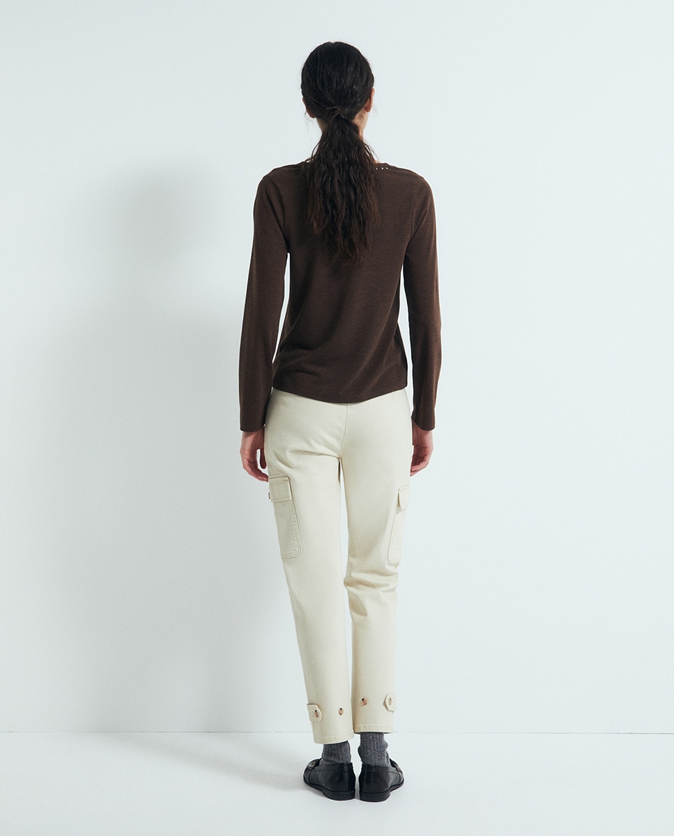 Camiseta soft pico tachas - Sfera - Chocolate Chocolate-4