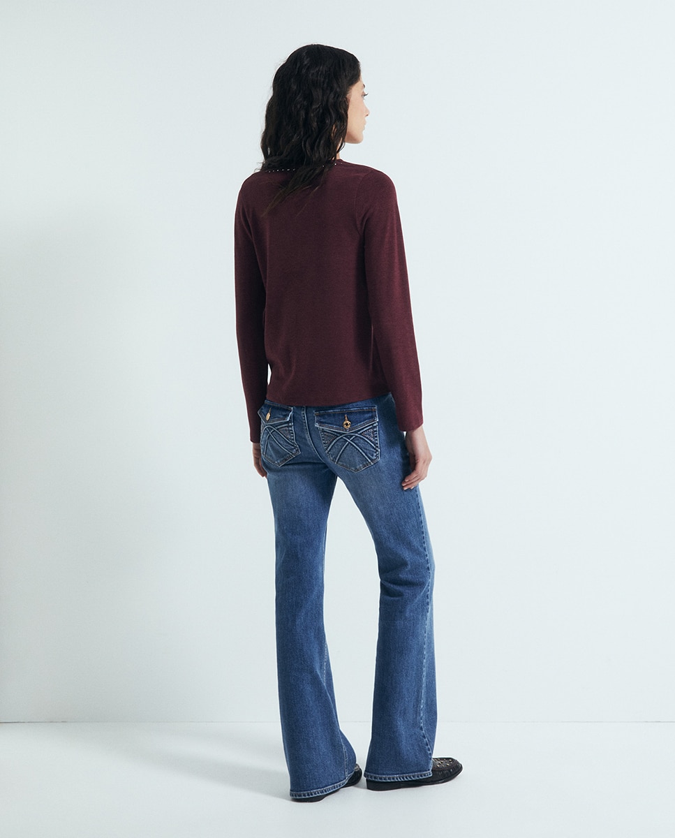 Camiseta soft pico tachas - Sfera - Burdeos Burdeos-4