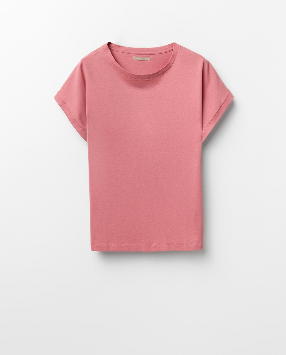 T-shirt de Manga Curta Lisa 200 Rosa-5