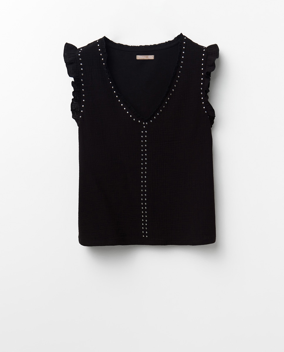 T-shirt Romântica Ondulada Preto-5