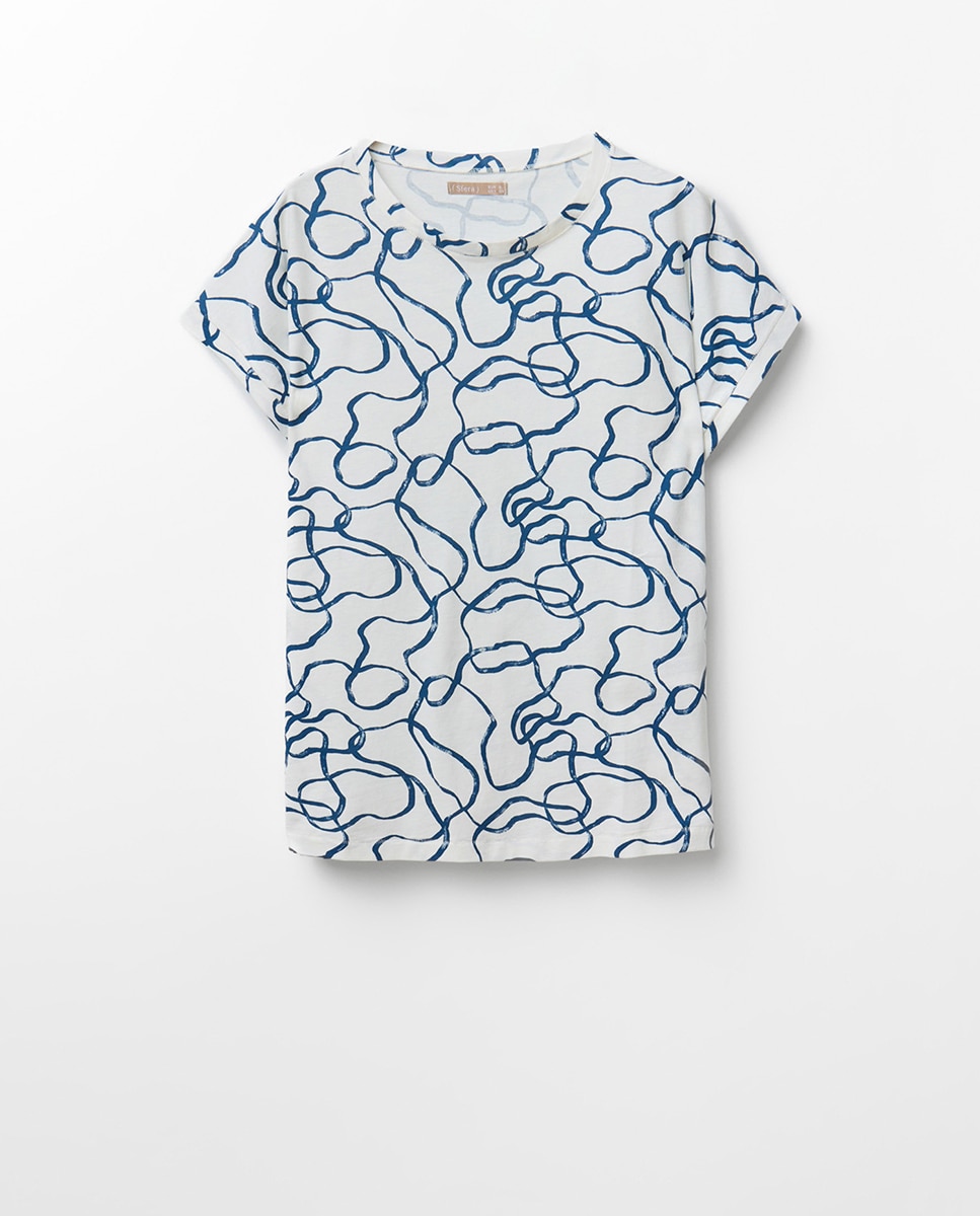 T-shirt de Manga Curta Estampada Azul-marinho-5