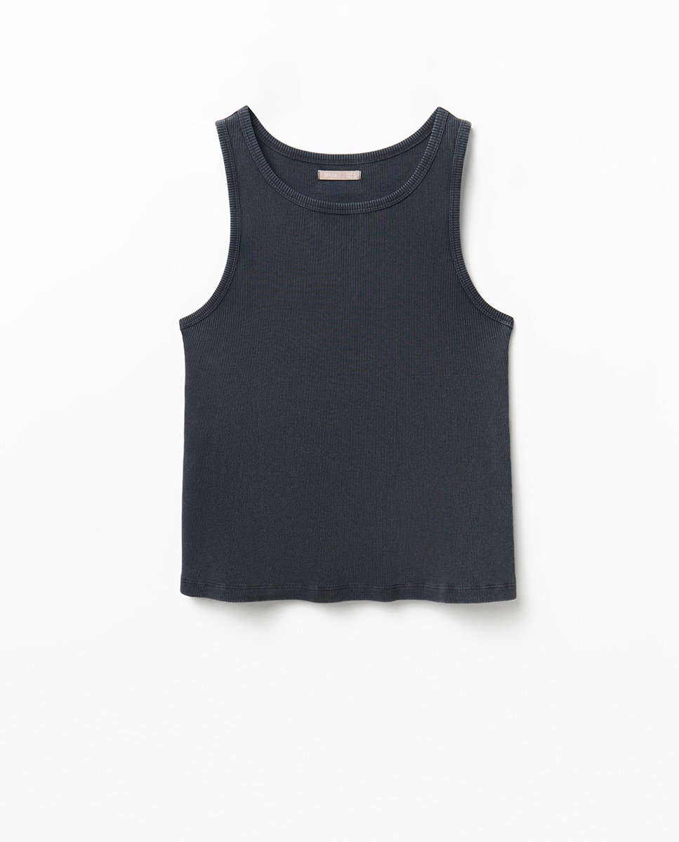 T-shirt com nervuras Chumbo-5