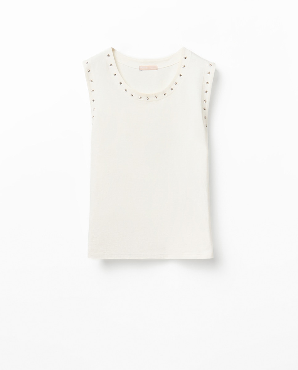T-shirt com Tachas Branco-5