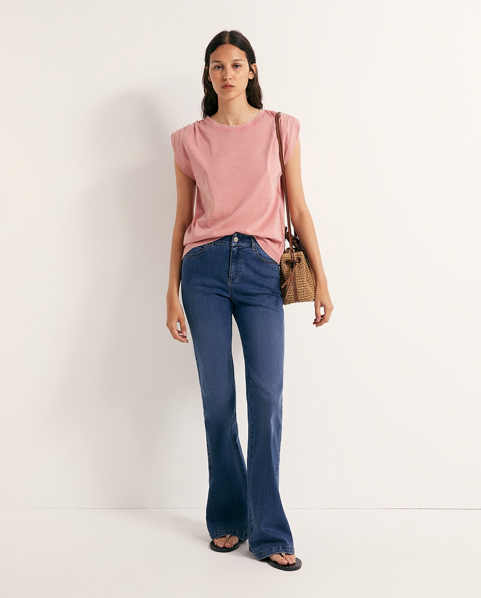T-shirt com lavagem 200 Rosa-2