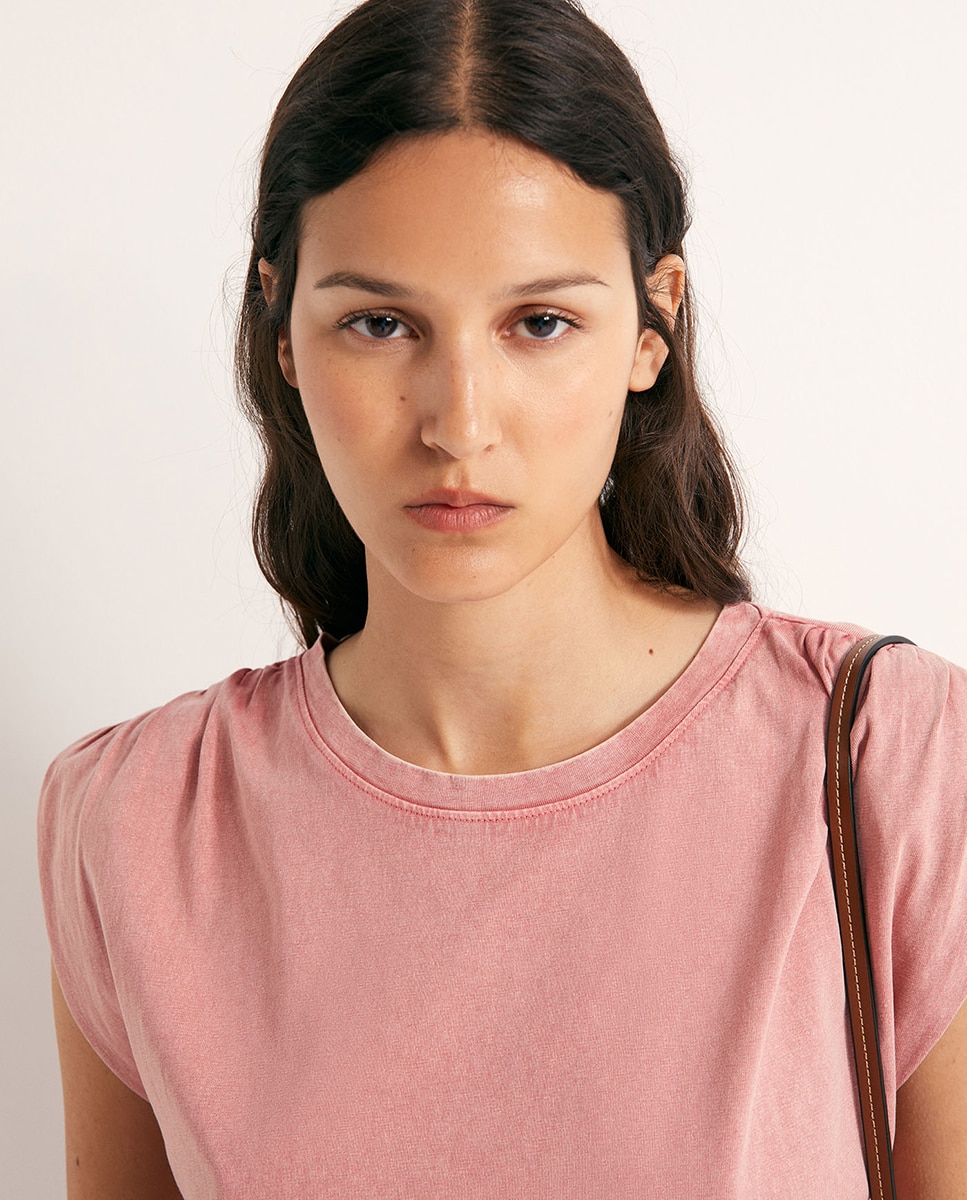 T-shirt com lavagem 200 Rosa-3