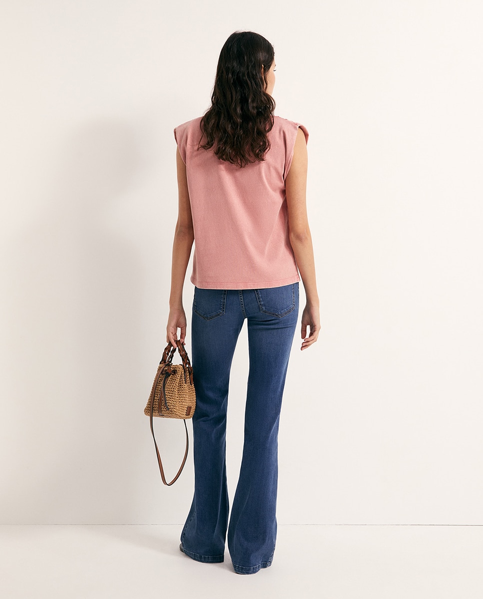 T-shirt com lavagem 200 Rosa-5
