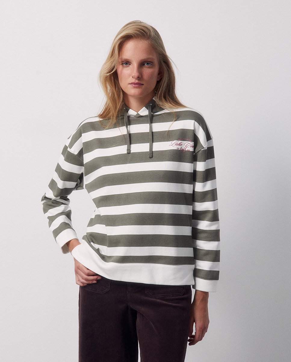 Imagem 0 de Sweatshirt às Riscas e com Capuz