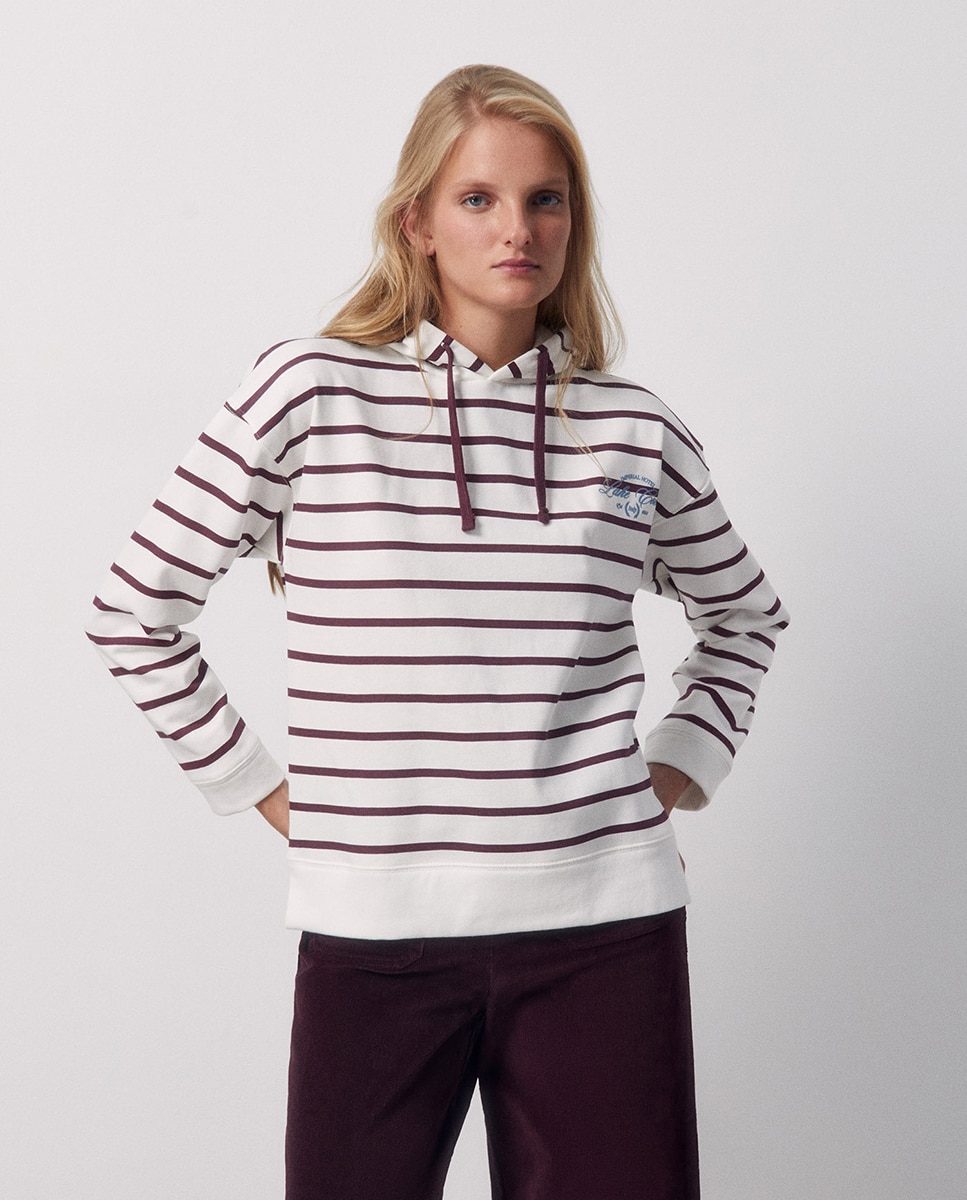 Imagen 1 de Sudadera rayas capucha Burdeos