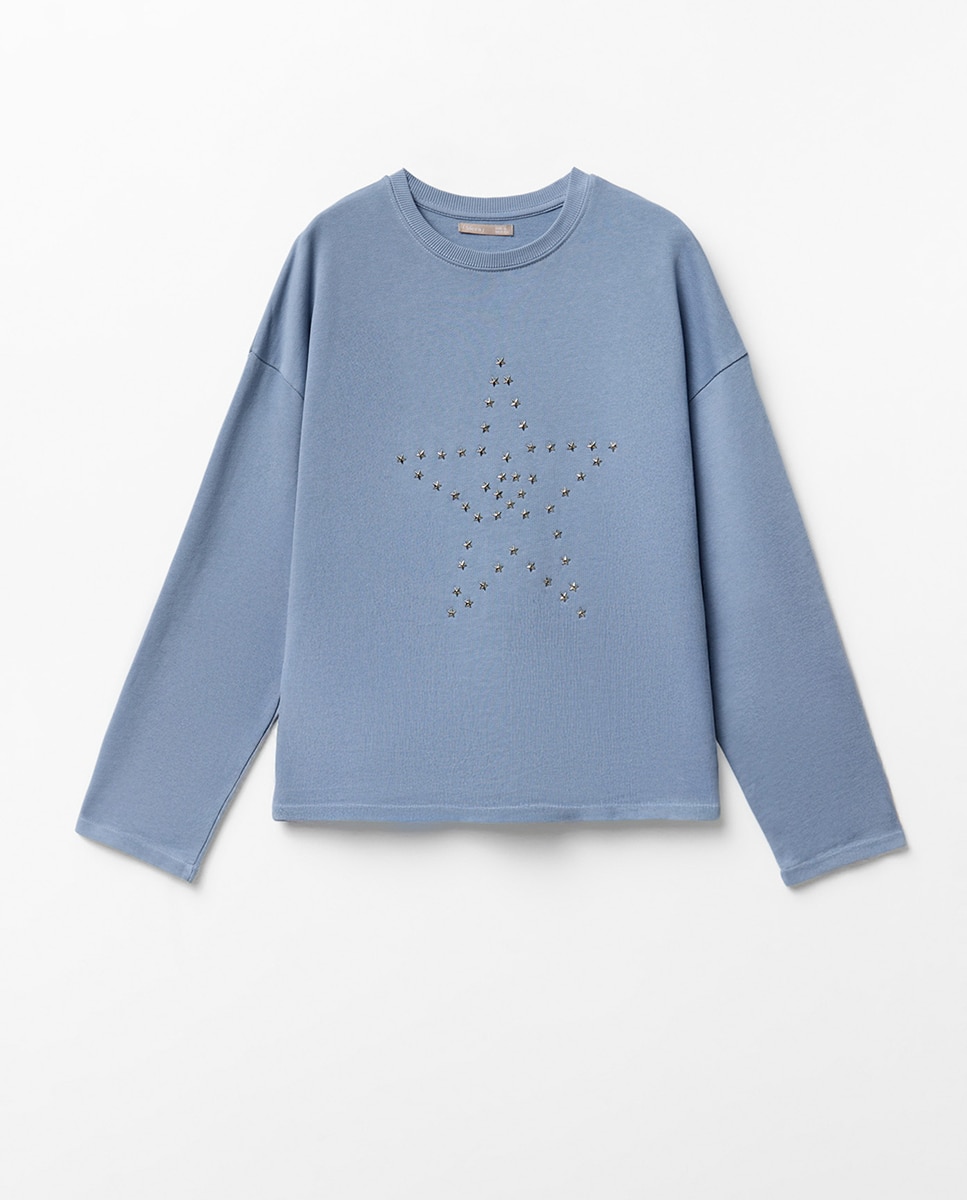 Sudadera tachas lavada - Sfera - 410 Azul claro 410 Azul claro-5