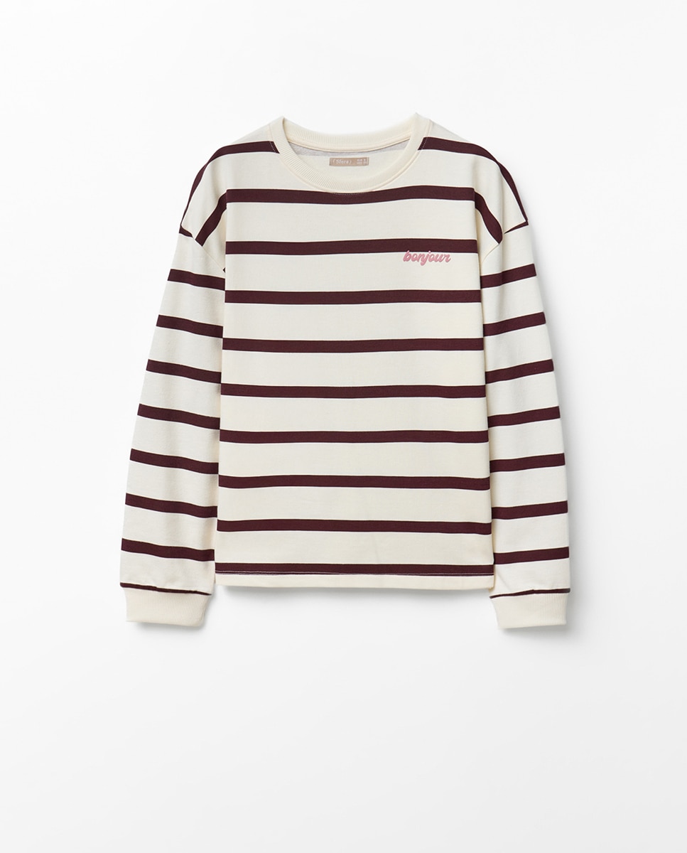 Sweatshirt Básica com Decote Redondo Bordeaux-5