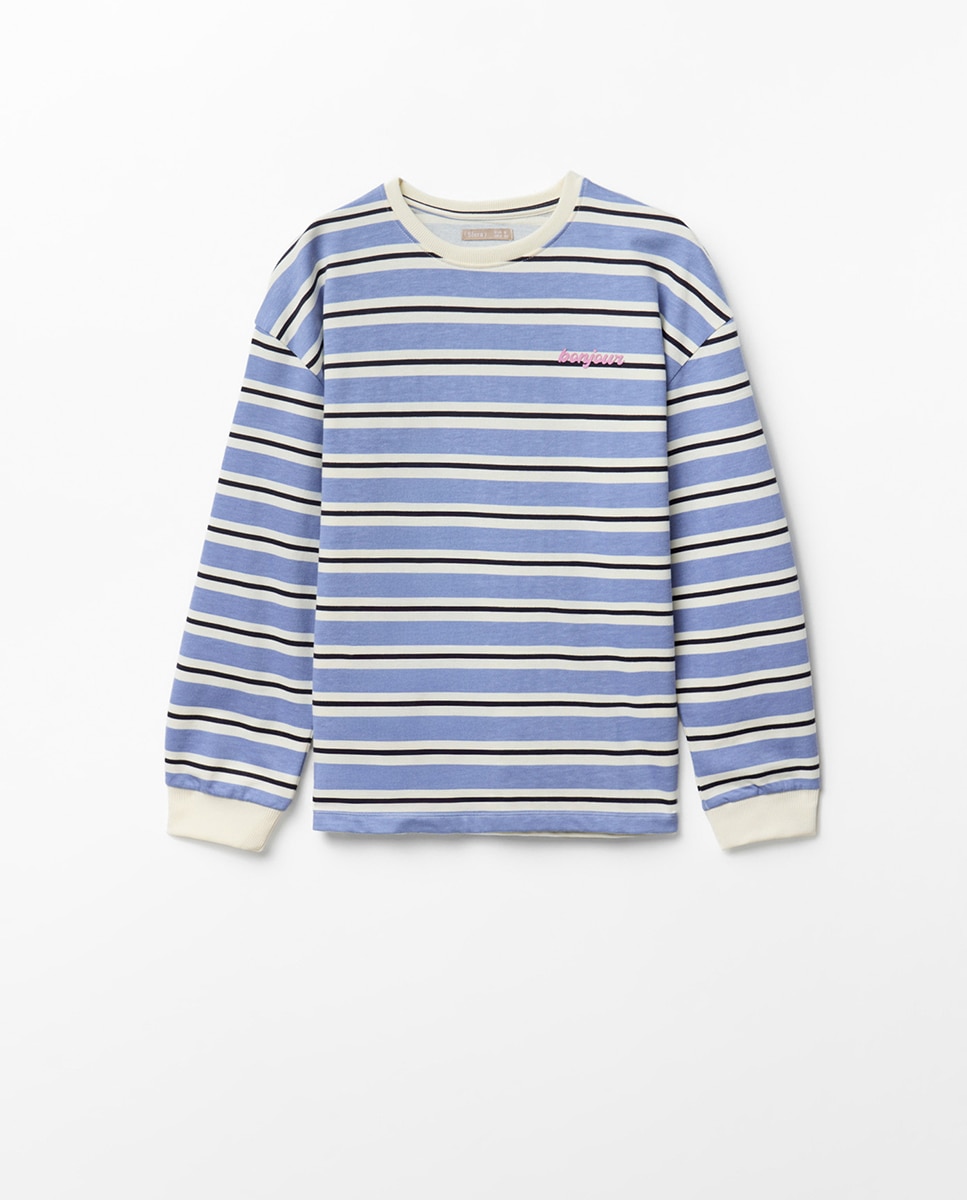Sweatshirt Básica com Decote Redondo 400 Azul-5