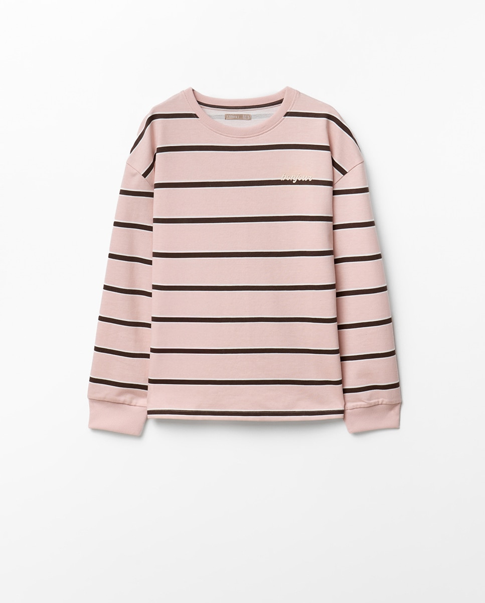 Sweatshirt Básica com Decote Redondo 200 Rosa-5