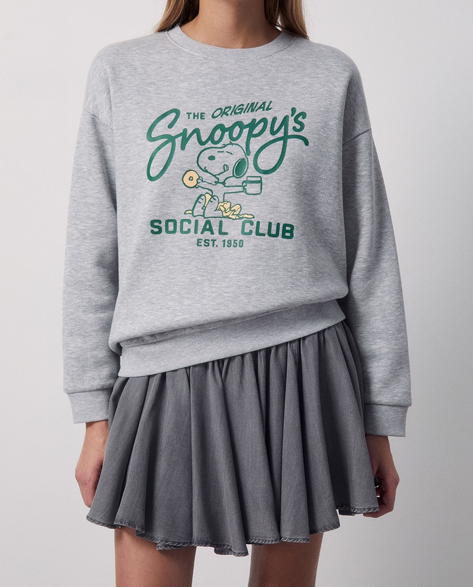 Sweatshirt Snoopy Social Club Cinzento-claro-2
